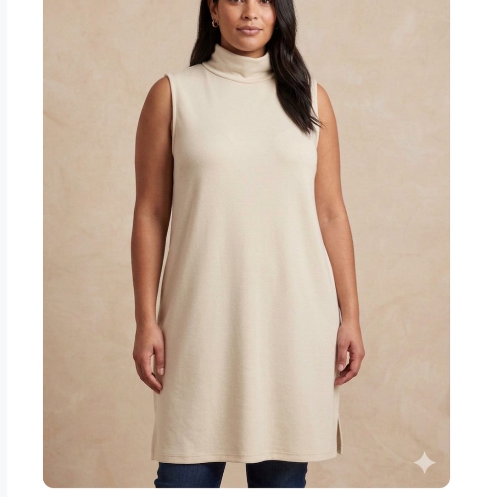 Marla Wynne Matte Jersey Mock Neck Extra Long Tunic